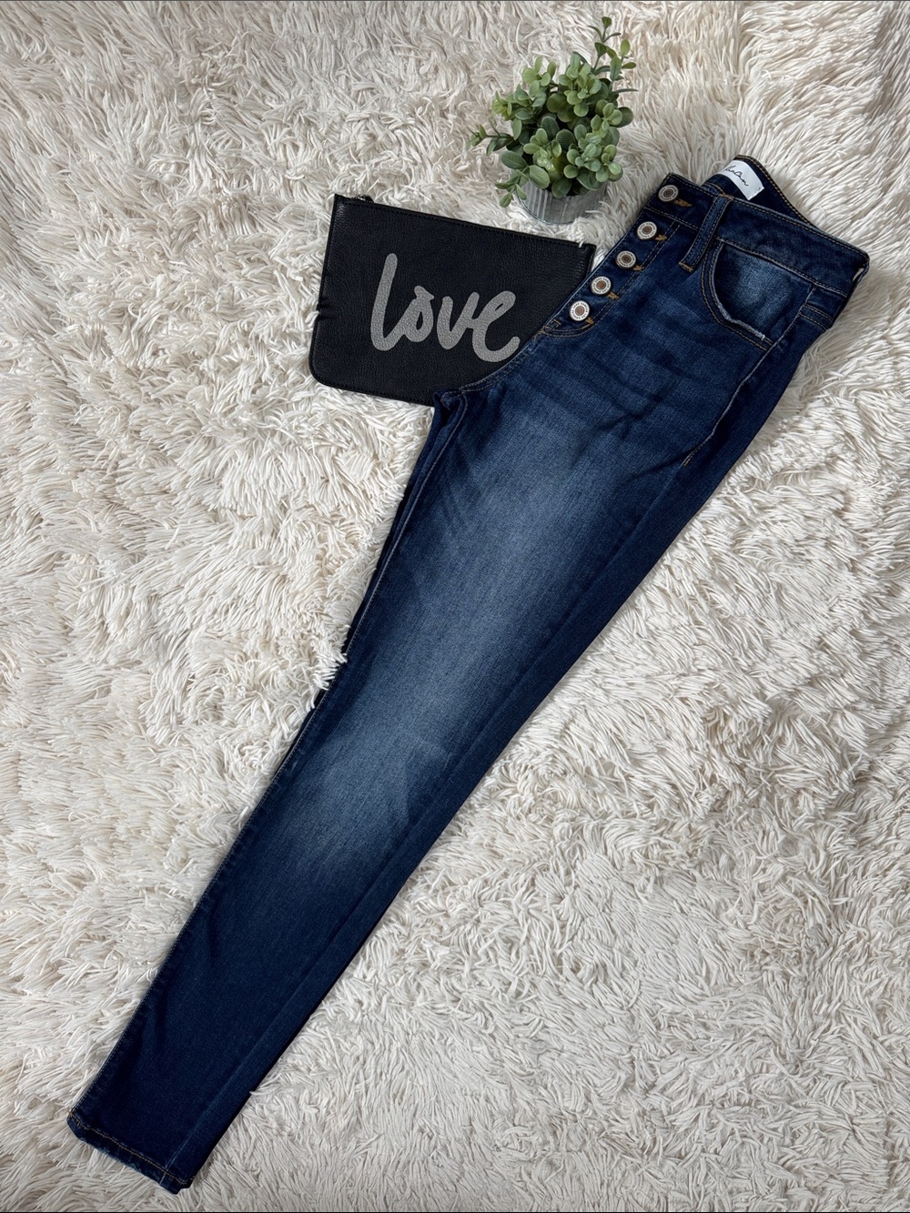 KanCan High-Rise Button-Fly Skinny Jeans 💗 Dark Blue - Picture 3 of 13